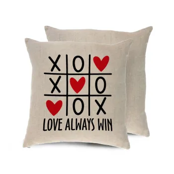 Love always win, Μαξιλάρι καναπέ ΛΙΝΟ 40x40cm περιέχεται το  γέμισμα