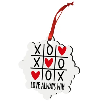 Love always win, Christmas ornament snowflake wooden 7.5cm