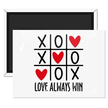 Love always win, Ορθογώνιο μαγνητάκι ψυγείου διάστασης 9x6cm