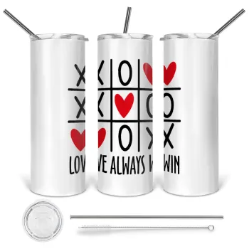 Love always win, Tumbler stainless steel 600ml, with metal straw & cleaning brush