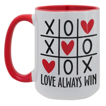 Love always win, Κούπα Mega 15oz, κεραμική Κόκκινη, 450ml
