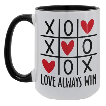 Love always win, Κούπα Mega 15oz, κεραμική Μαύρη, 450ml
