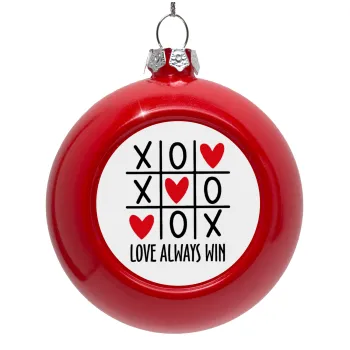 Love always win, Red Christmas tree ornament bauble 8cm