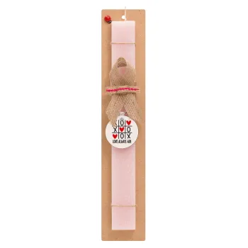 Love always win, Easter Set, wooden keychain & scented flat Easter candle (30cm) (PINK)