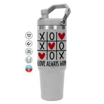 Love always win, GREY color, 890ml (30oz) stainless Steel Tumbler with Handle