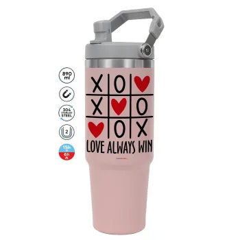 Love always win, Pink color, 890ml (30oz) stainless Steel Tumbler with Handle