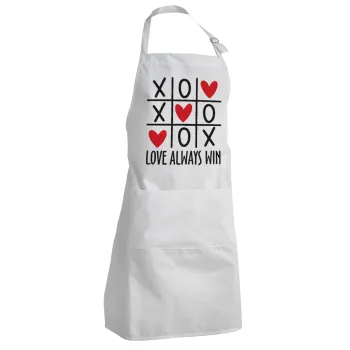 Love always win, Adult Chef Apron (with sliders and 2 pockets)