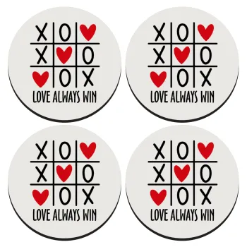 Love always win, ΣΕΤ 4 Σουβέρ ξύλινα στρογγυλά (9cm)