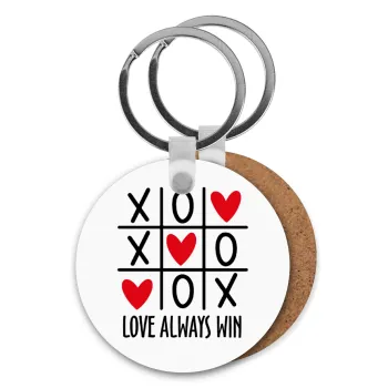 Love always win, Μπρελόκ Ξύλινο στρογγυλό MDF Φ5cm