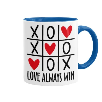 Love always win, Mug colored blue, ceramic, 330ml