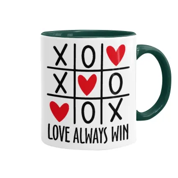 Love always win, Mug colored green, ceramic, 330ml