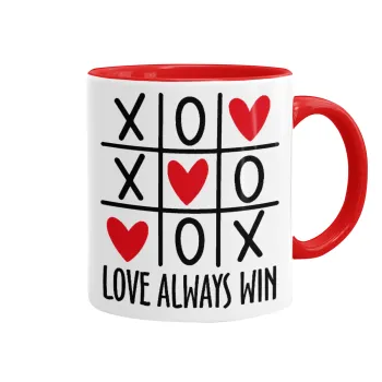 Love always win, Mug colored red, ceramic, 330ml