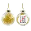 Transparent Christmas tree ball ornament with gold filling 8cm