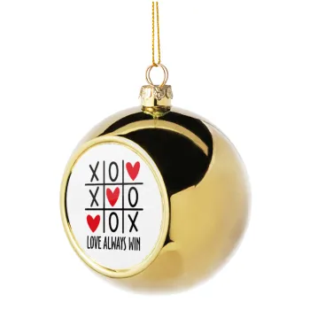 Love always win, Golden Christmas tree ball ornament 8cm