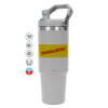 ΓΚΡΙ χρώματος Θερμός Ανοξείδωτο 890ml (30oz) με χερούλι