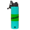 Metallic water bottle with safety lid, 850ml aluminum