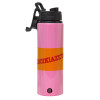 Metallic water bottle with safety lid, 850ml aluminum