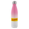 Metal mug thermos Pink/White (Stainless steel), double wall, 500ml