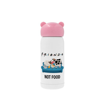 friends, not food, Pink stainless steel thermal flask, 320ml