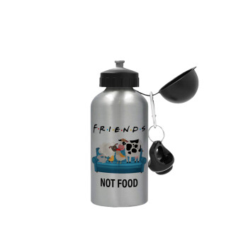 friends, not food, Metallic water jug, Silver, aluminum 500ml