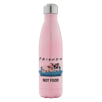 friends, not food, Metal mug thermos Pink Iridiscent (Stainless steel), double wall, 500ml