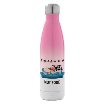 friends, not food, Metal mug thermos Pink/White (Stainless steel), double wall, 500ml