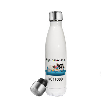 friends, not food, Metal mug thermos White (Stainless steel), double wall, 500ml