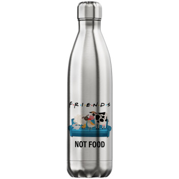 friends, not food, Inox (Stainless steel) hot metal mug, double wall, 750ml