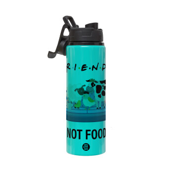 friends, not food, Μεταλλικό παγούρι νερού με καπάκι ασφαλείας, αλουμινίου 850ml