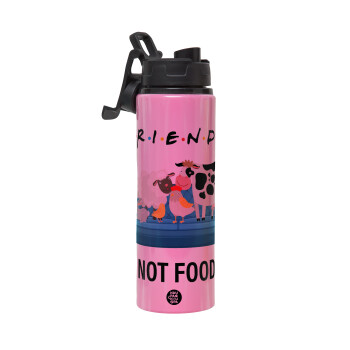 friends, not food, Metallic water bottle with safety lid, 850ml aluminum