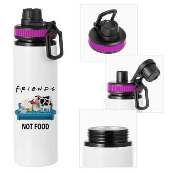 friends, not food, Metallic water bottle with safety lid, 850ml aluminum