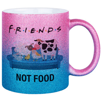 friends, not food, Κούπα Χρυσή/Μπλε Glitter, κεραμική, 330ml