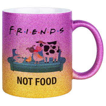 friends, not food, Κούπα Χρυσή/Ροζ Glitter, κεραμική, 330ml