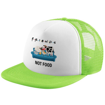 friends, not food, Καπέλο Soft Trucker με Δίχτυ Πράσινο/Λευκό