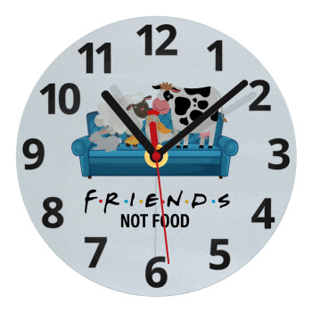 friends, not food, Ρολόι τοίχου γυάλινο (20cm)
