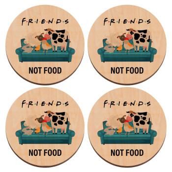 friends, not food, ΣΕΤ x4 Σουβέρ ξύλινα στρογγυλά plywood (9cm)