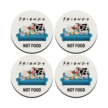 friends, not food, SET of 4 round wooden coasters (9cm)