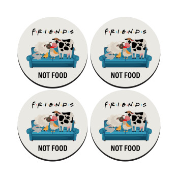 friends, not food, SET of 4 round wooden coasters (9cm)