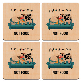 friends, not food, ΣΕΤ x4 Σουβέρ ξύλινα τετράγωνα plywood (9cm)