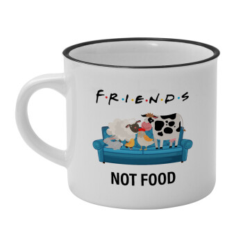 friends, not food, Κούπα κεραμική vintage Λευκή/Μαύρη 230ml