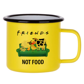 friends, not food, Κούπα Μεταλλική εμαγιέ ΜΑΤ Κίτρινη 360ml