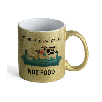 friends, not food, Κούπα Χρυσή Glitter που γυαλίζει, κεραμική, 330ml