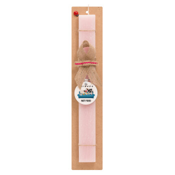 friends, not food, Easter Set, wooden keychain & scented flat Easter candle (30cm) (PINK)