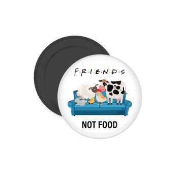 friends, not food, Μαγνητάκι ψυγείου στρογγυλό διάστασης 5cm