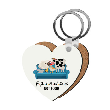 friends, not food, Μπρελόκ Ξύλινο καρδιά MDF