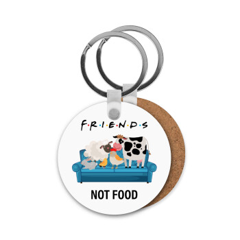 friends, not food, Μπρελόκ Ξύλινο στρογγυλό MDF Φ5cm