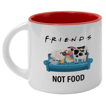 friends, not food, Κούπα κεραμική 400ml Λευκή/Κόκκινη
