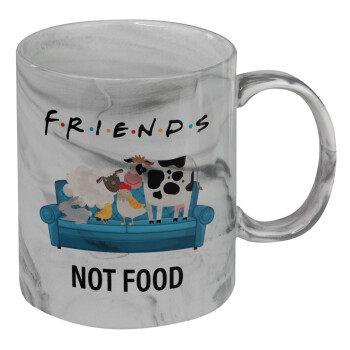 friends, not food, Mug ceramic marble style, 330ml