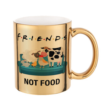 friends, not food, Mug ceramic, gold mirror, 330ml