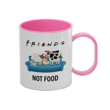 friends, not food, Κούπα (πλαστική) (BPA-FREE) Polymer Ροζ για παιδιά, 330ml